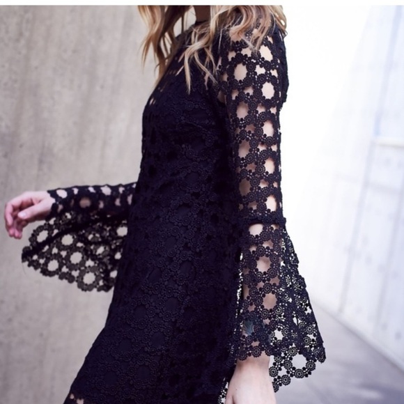 N/Nicholas Revolve Black Lace Crochet Dress Cocktail Witchy Whimsigoth Sexy - Picture 11 of 14